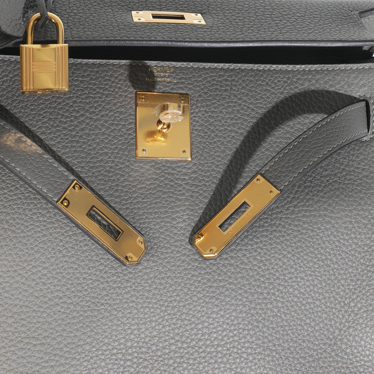 Hermès Etain Clemence Retourne Kelly 28 GHW Handbag ad3