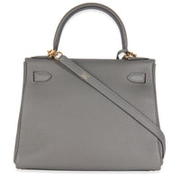 Hermès Etain Clemence Retourne Kelly 28 GHW Handbag bv