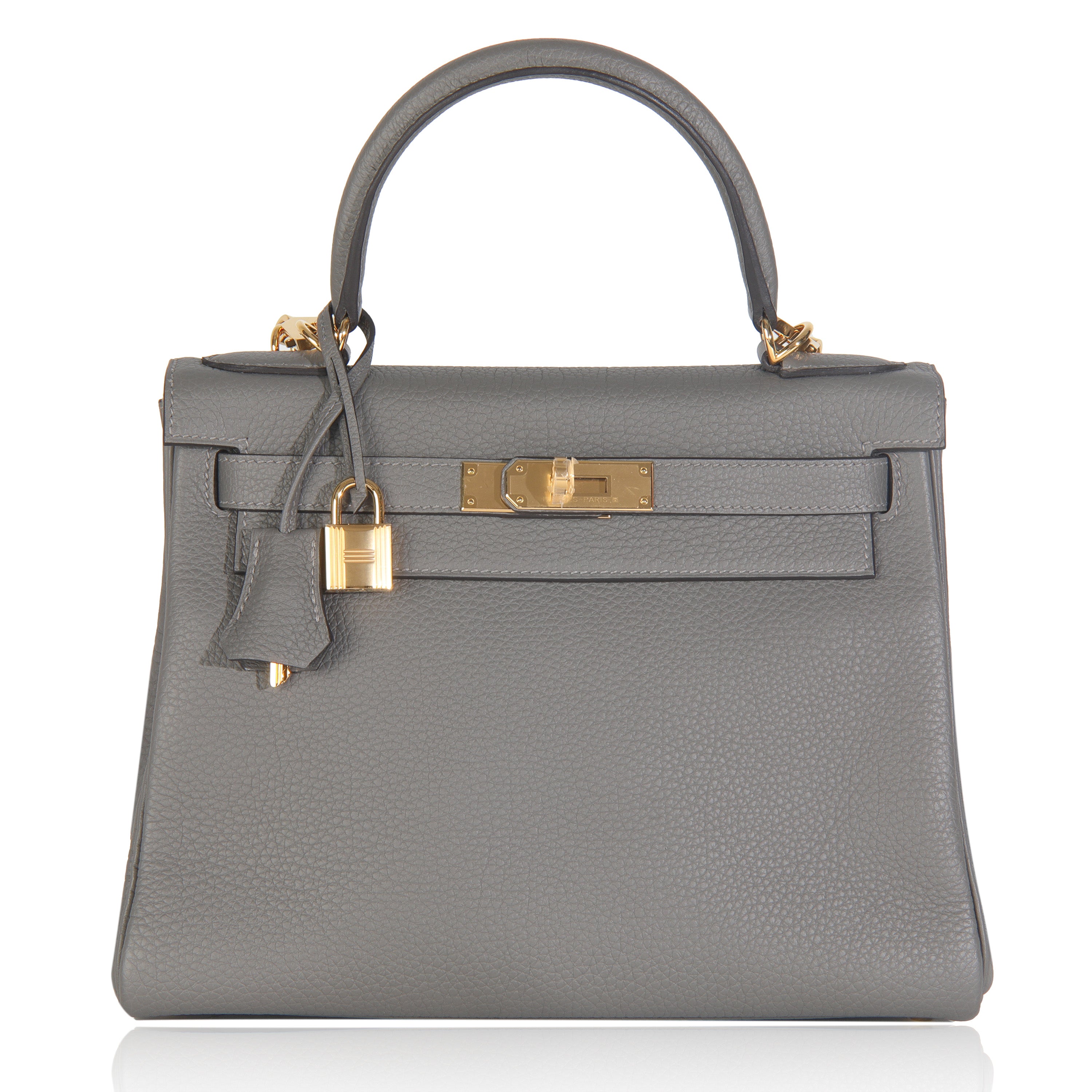 Hermès Etain Clemence Retourne Kelly 28 GHW Handbag fv