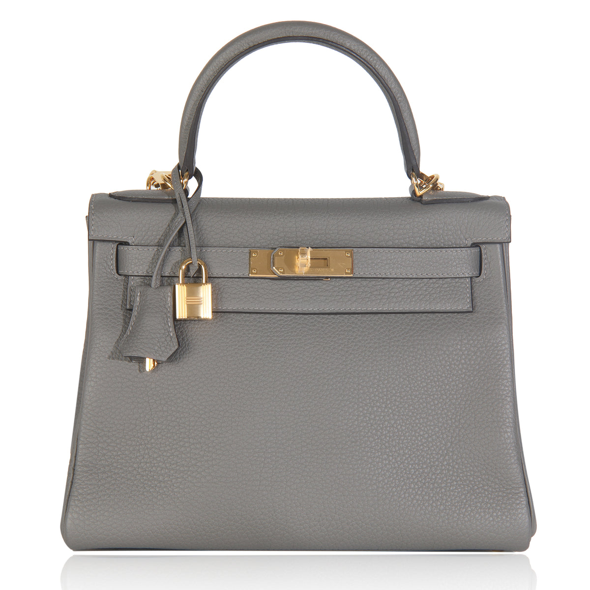Hermès Etain Clemence Retourne Kelly 28 GHW Handbag fv