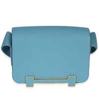 Hermès Bleu Jean Chevre Mysore Geta GHW Handbag fv