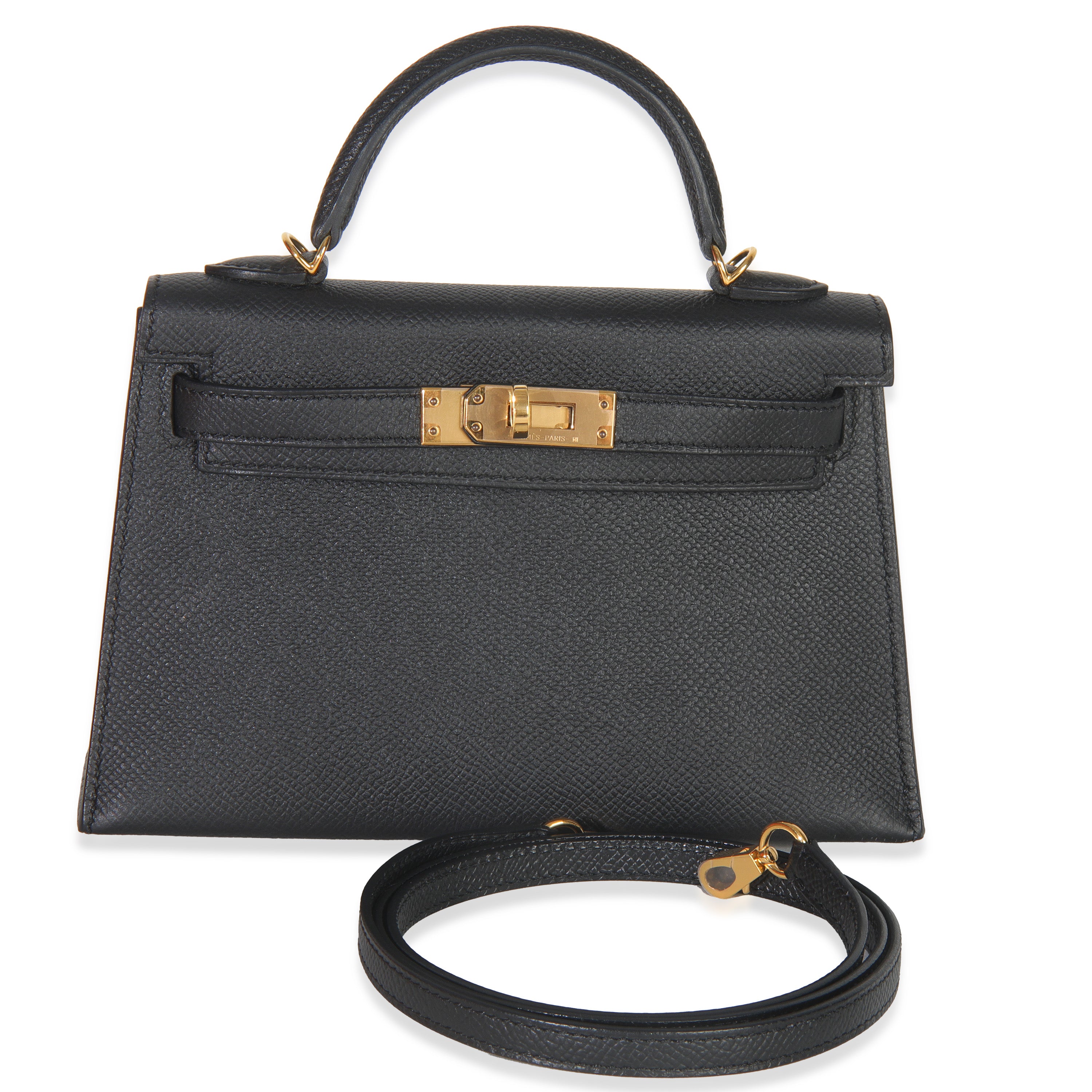 Hermès Black Epsom Sellier Mini Kelly II 20 GHW Handbag fv