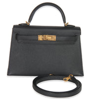 Hermès Black Epsom Sellier Mini Kelly II 20 GHW Handbag fv