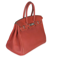 Hermès Sanguine White Clemence Verso Birkin 35 PHW Handbag pv