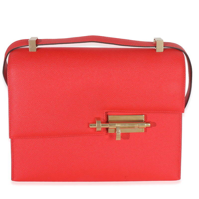 Hermès Rouge Coeur Epsom Verrou 23 GHW Handbag fv
