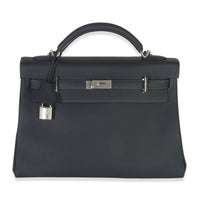 Hermès Plomb Togo Maxi Kelly Retourne 42 PHW Handbag fv