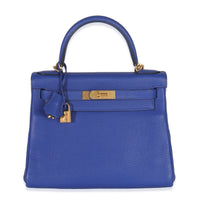 Hermès Bleu Electrique Togo Retourne Kelly 28 GHW Handbag fv