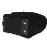 Chanel Black Quilted Velvet Crystal Extra Mini Coco Handle Flap Bag Handbag box