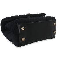 Chanel Black Quilted Velvet Crystal Extra Mini Coco Handle Flap Bag Handbag clasp