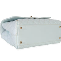 Chanel Light Blue Quilted Caviar Medium Coco Top Handle Handbag Handbag av