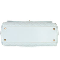 Chanel Light Blue Quilted Caviar Medium Coco Top Handle Handbag Handbag box