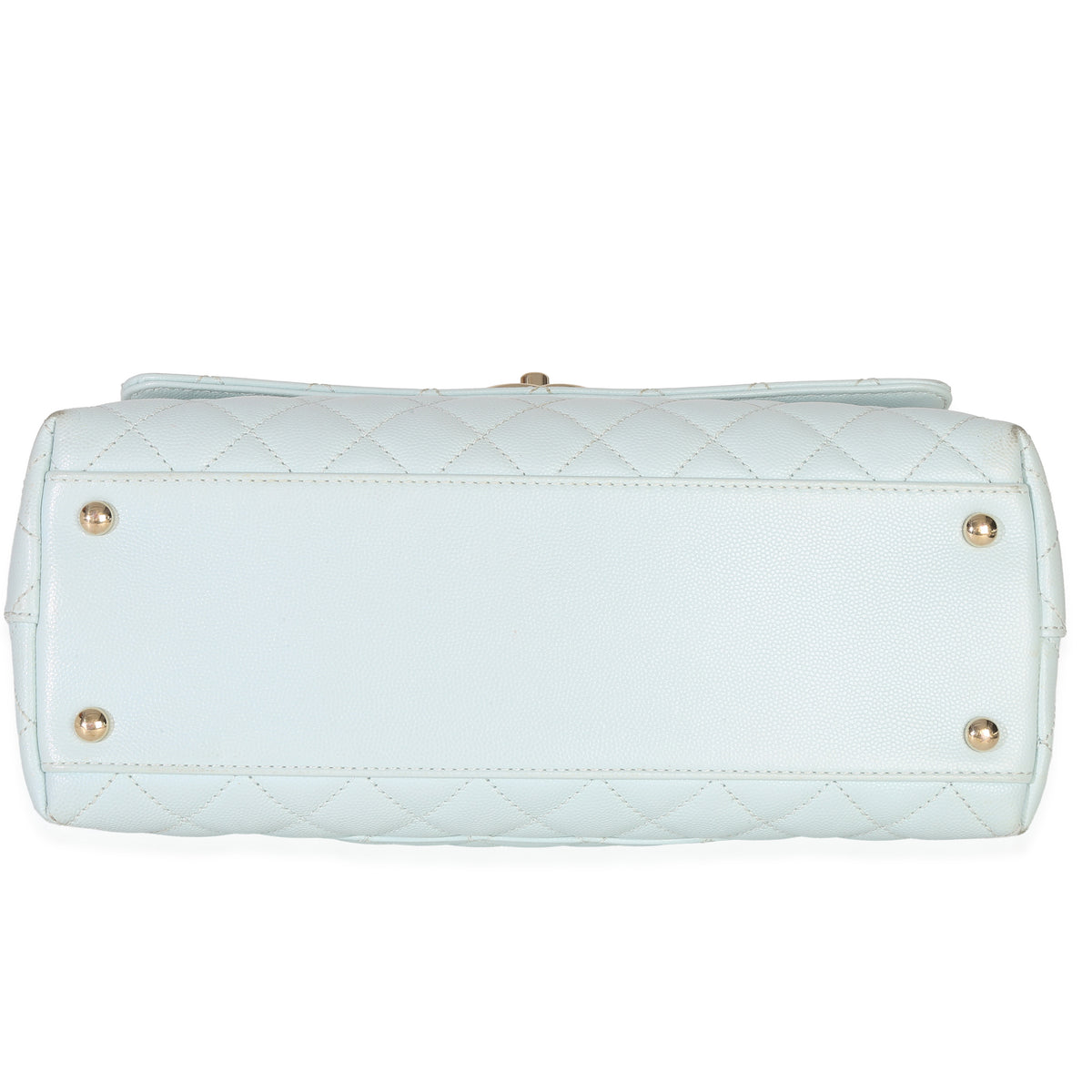 Chanel Light Blue Quilted Caviar Medium Coco Top Handle Handbag Handbag box