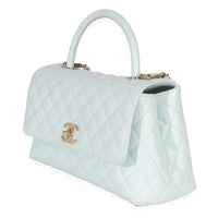 Chanel Light Blue Quilted Caviar Medium Coco Top Handle Handbag Handbag pv