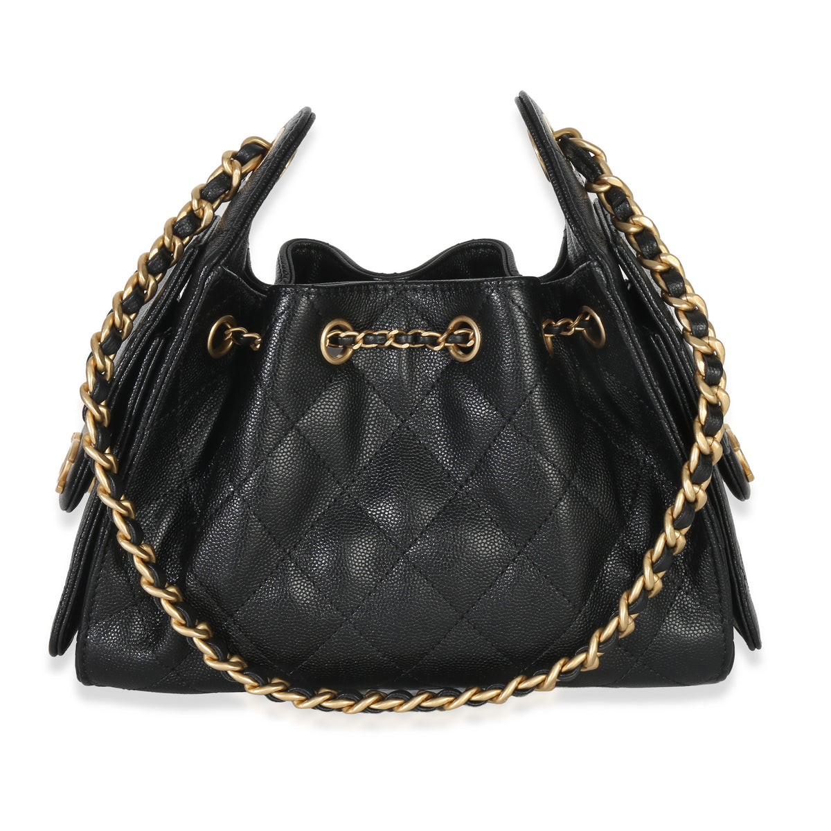 Chanel 26P Black Quilted Caviar Mini  25 Hobo Handbag Handbag bv