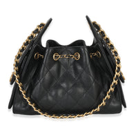 Chanel 26P Black Quilted Caviar Mini  25 Hobo Handbag Handbag bv