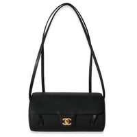 Chanel 26P Black Grained Shiny Calfskin Small Bowling Bag Handbag fv