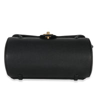 Chanel 26P Black Grained Shiny Calfskin Small Bowling Bag Handbag stamp