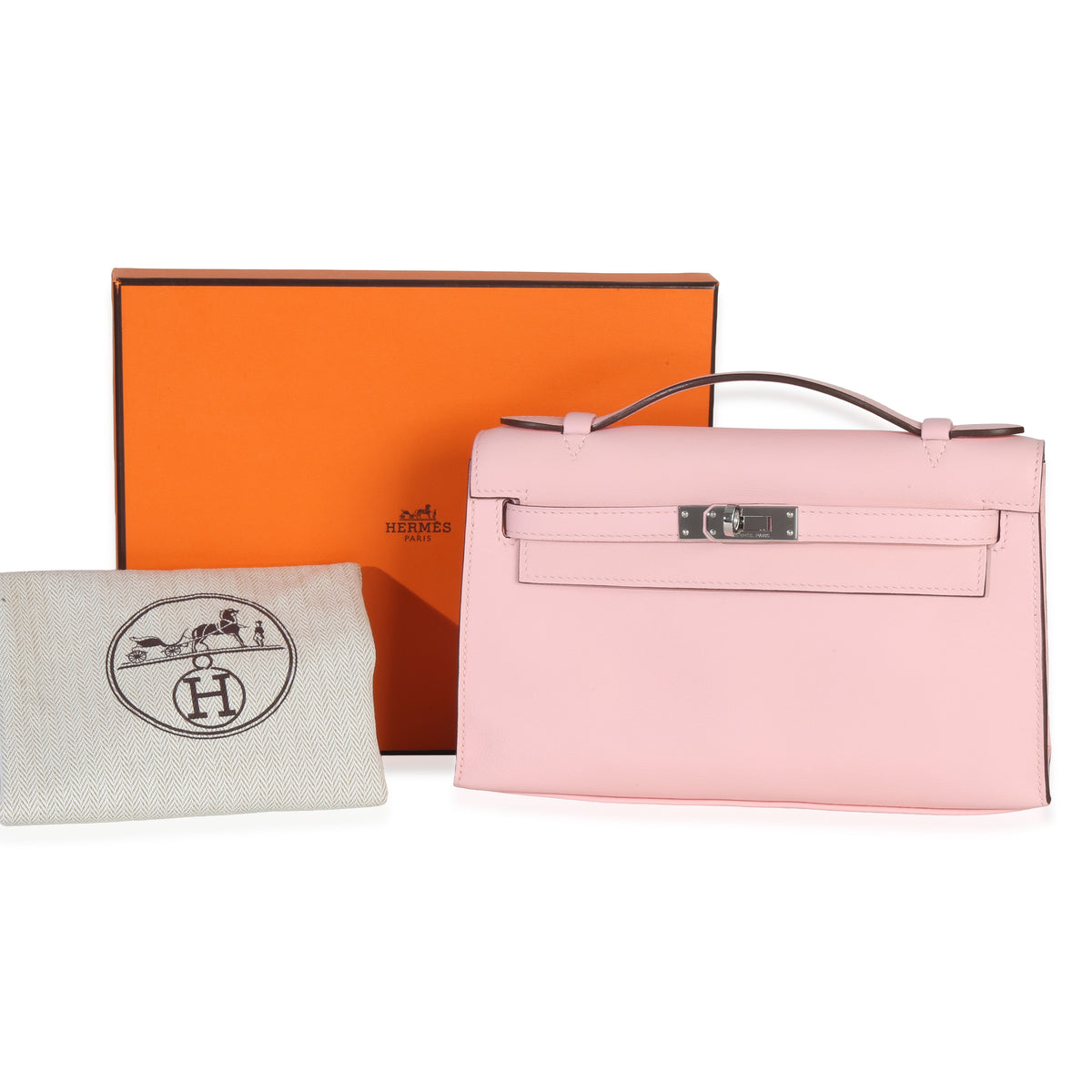 Hermès Rose Sakura Swift Kelly Pochette PHW Handbag av