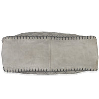 Chanel Grey Quilted Suede Wild Stitch Jumbo CC Tote Handbag stamp