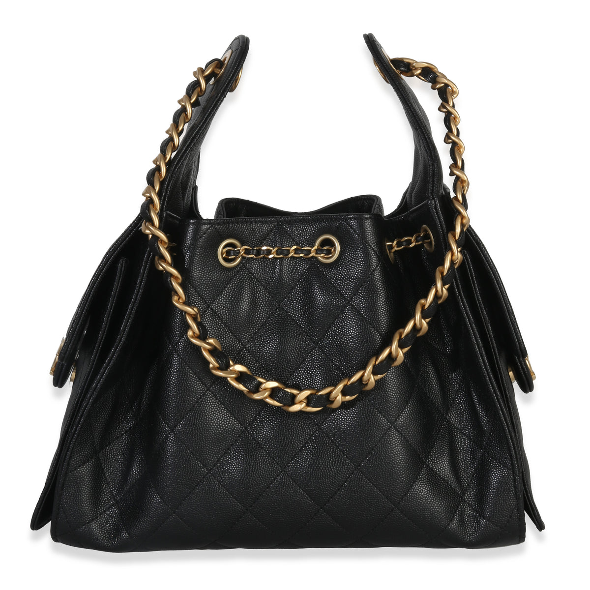 Chanel Black Quilted Caviar Small  25 Hobo Handbag Handbag bv