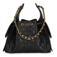 Chanel Black Quilted Caviar Small  25 Hobo Handbag Handbag bv