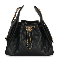 Chanel Black Quilted Caviar Small  25 Hobo Handbag Handbag fv