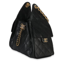 Chanel Black Quilted Caviar Small  25 Hobo Handbag Handbag sv