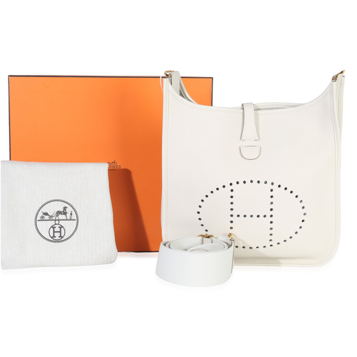 Hermès Craie Clemence Evelyne III PM GHW Handbag ad1