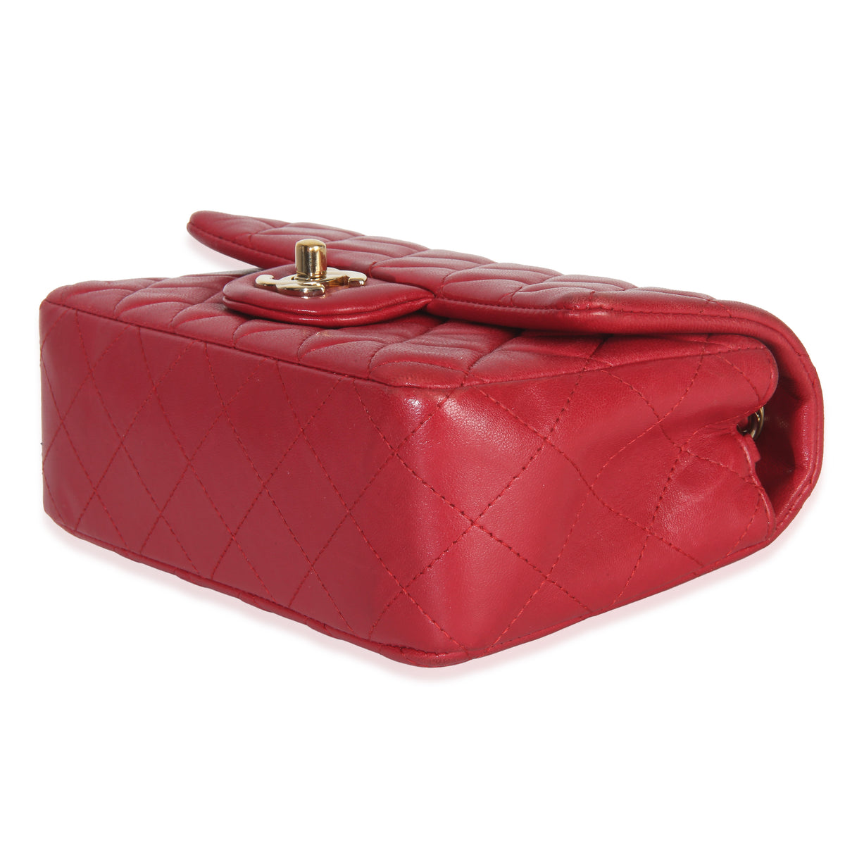 Chanel Dark Pink Quilted Lambskin Mini Rectangle Flap Bag Handbag box