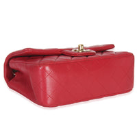 Chanel Dark Pink Quilted Lambskin Mini Rectangle Flap Bag Handbag clasp