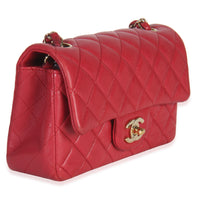 Chanel Dark Pink Quilted Lambskin Mini Rectangle Flap Bag Handbag pv