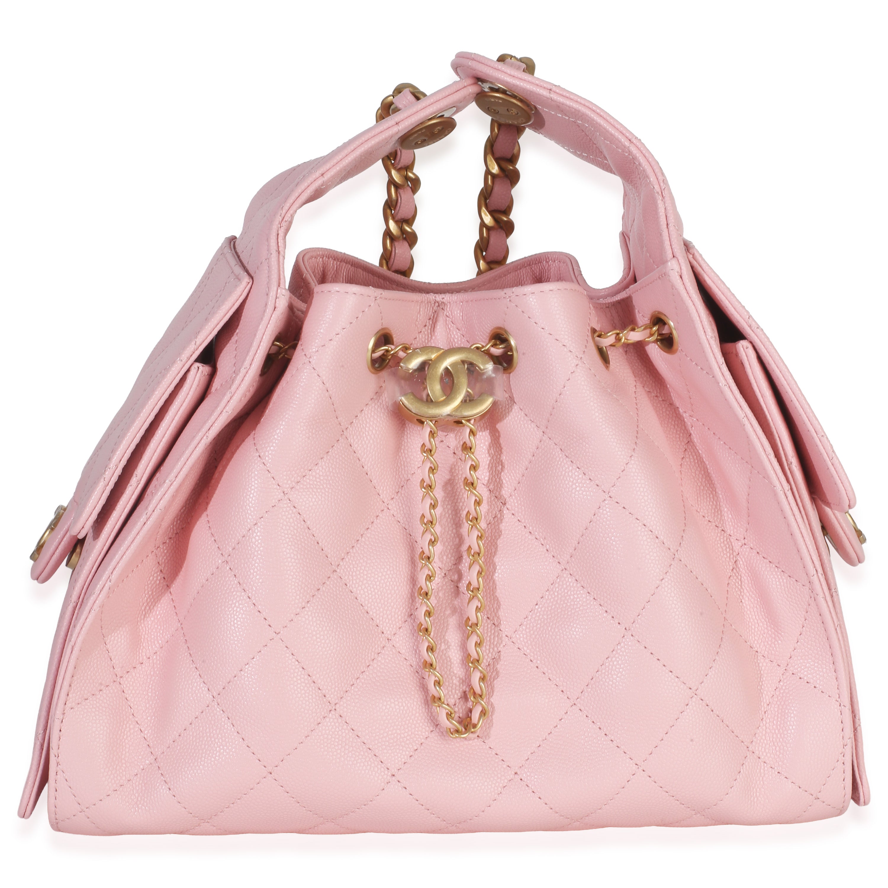 Chanel Pink Quilted Caviar Small  25 Hobo Handbag Handbag fv