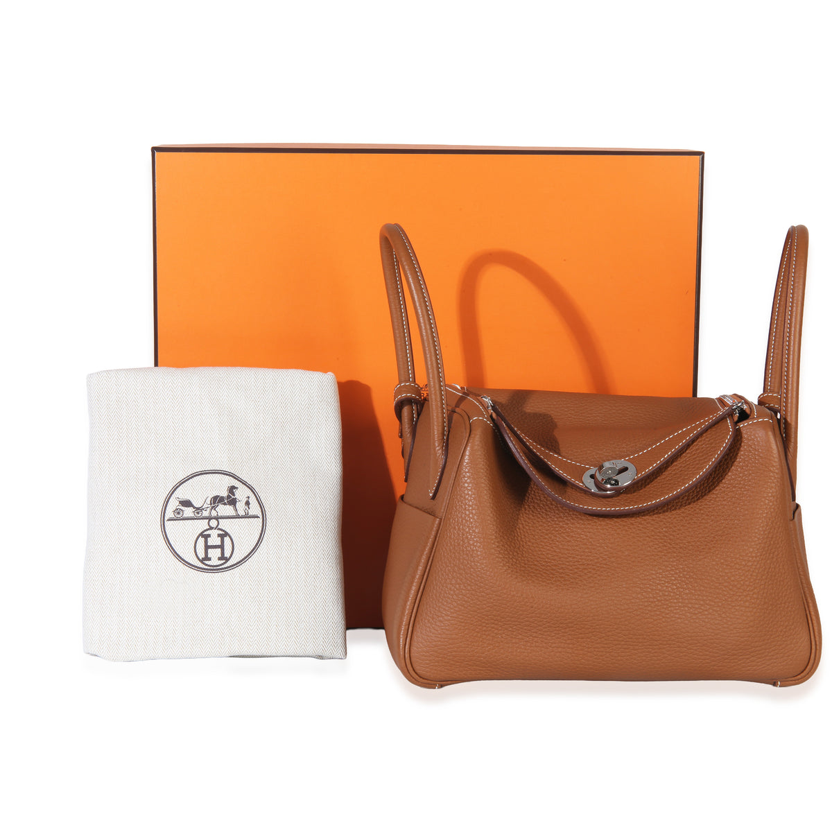 Hermès Gold Clemence Lindy 26 PHW Handbag ad1