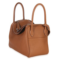Hermès Gold Clemence Lindy 26 PHW Handbag sv