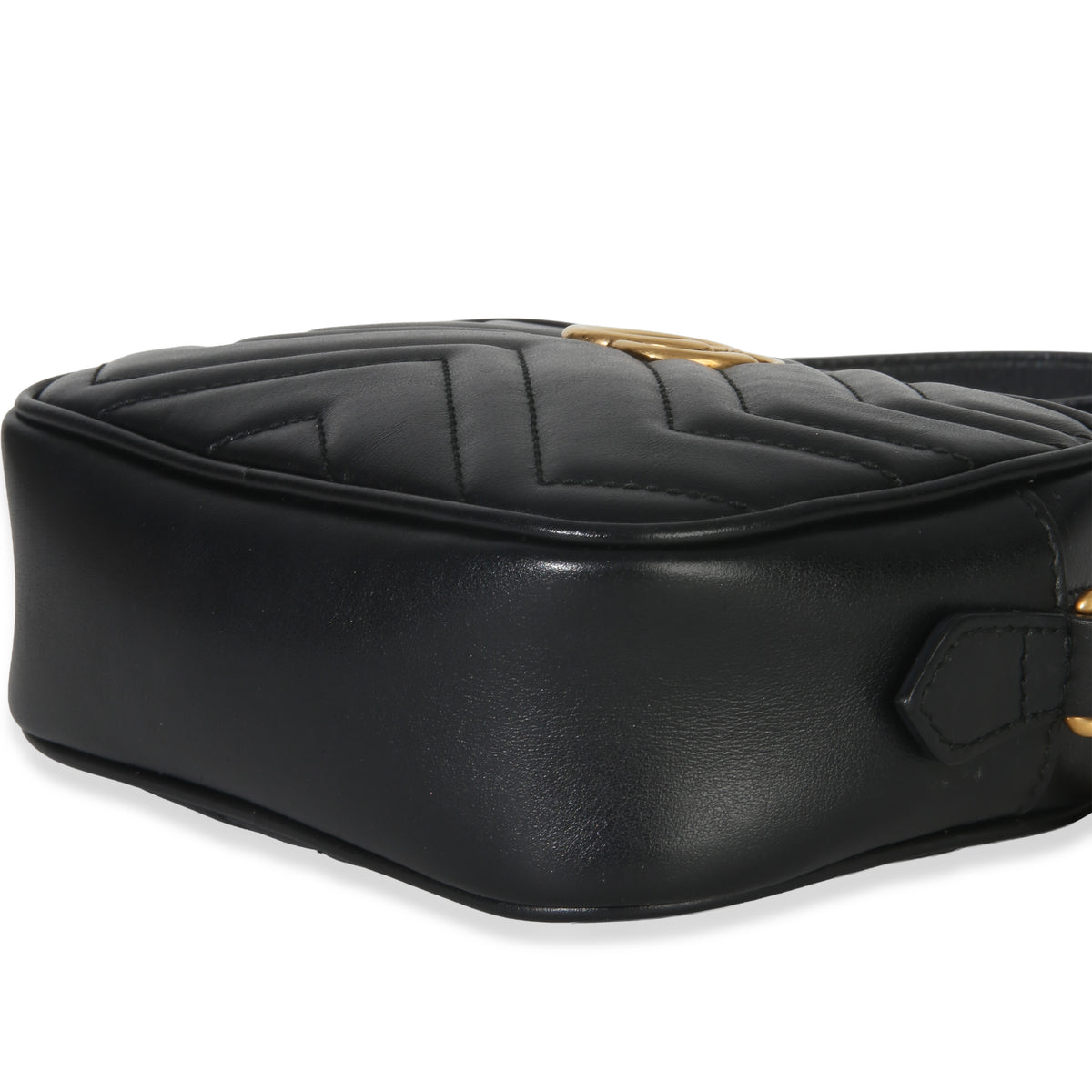 Gucci Black Calfskin Matelasse Mini GG Marmont Chain Shoulder Bag Handbag box