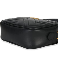 Gucci Black Calfskin Matelasse Mini GG Marmont Chain Shoulder Bag Handbag box