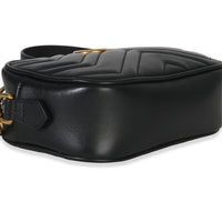 Gucci Black Calfskin Matelasse Mini GG Marmont Chain Shoulder Bag Handbag clasp