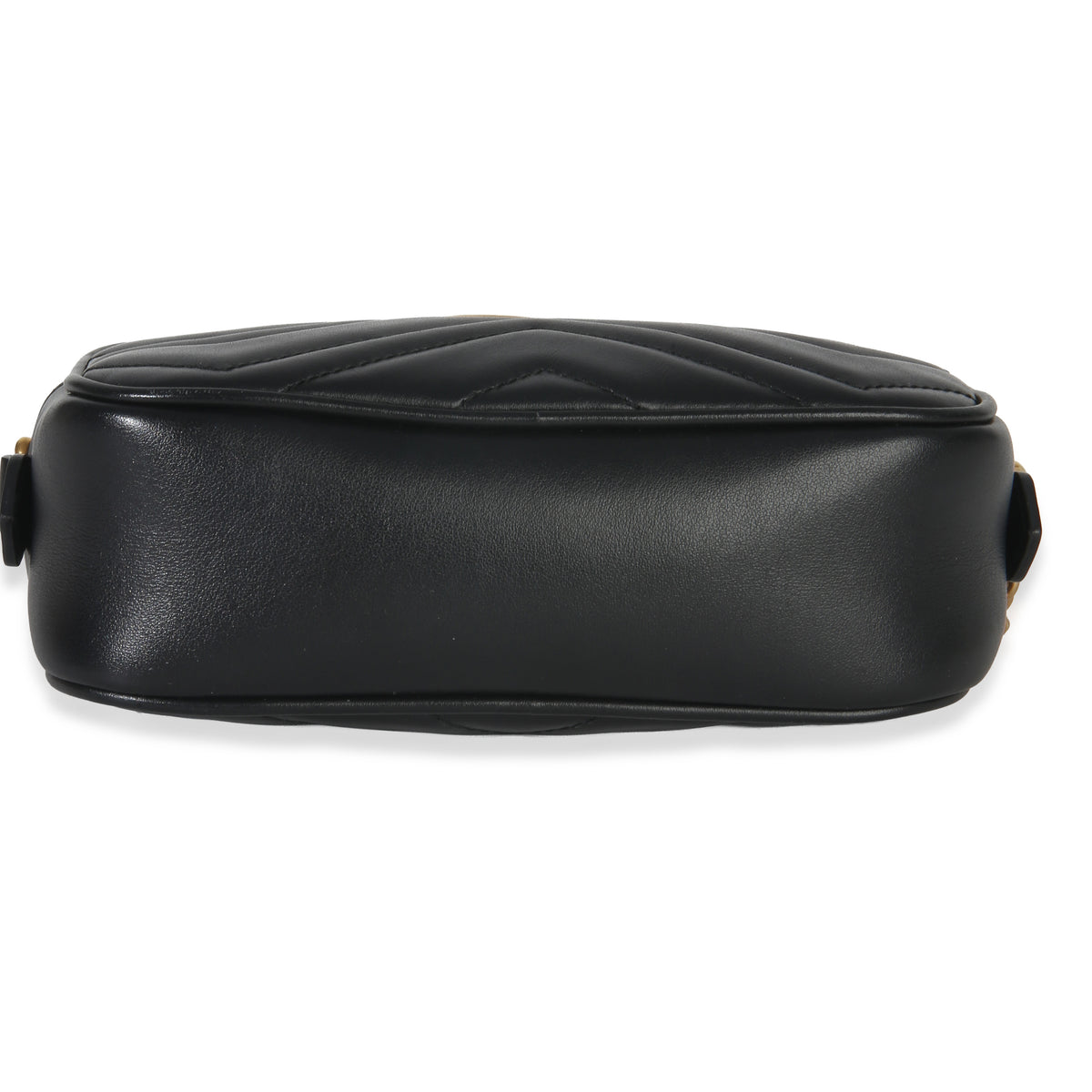 Gucci Black Calfskin Matelasse Mini GG Marmont Chain Shoulder Bag Handbag stamp