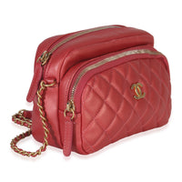 Chanel Pink Iridescent Quilted Lambskin Day Trips Camera Bag Handbag pv
