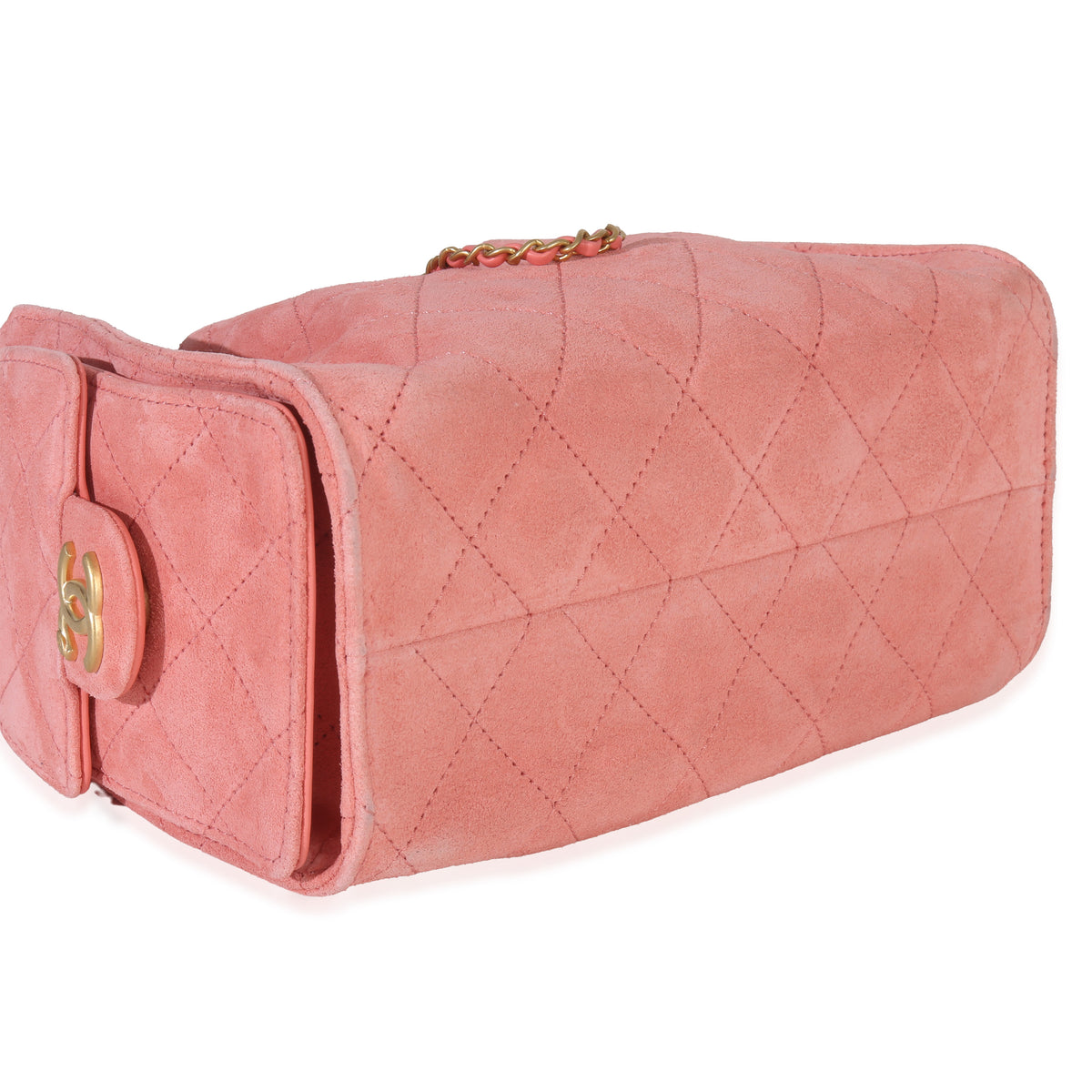 Chanel Pink Quilted Suede Mini  25 Hobo Handbag clasp