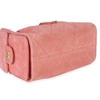 Chanel Pink Quilted Suede Mini  25 Hobo Handbag clasp