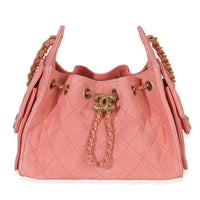 Chanel Pink Quilted Suede Mini  25 Hobo Handbag fv