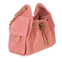 Chanel Pink Quilted Suede Mini  25 Hobo Handbag pv