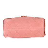 Chanel Pink Quilted Suede Mini  25 Hobo Handbag stamp