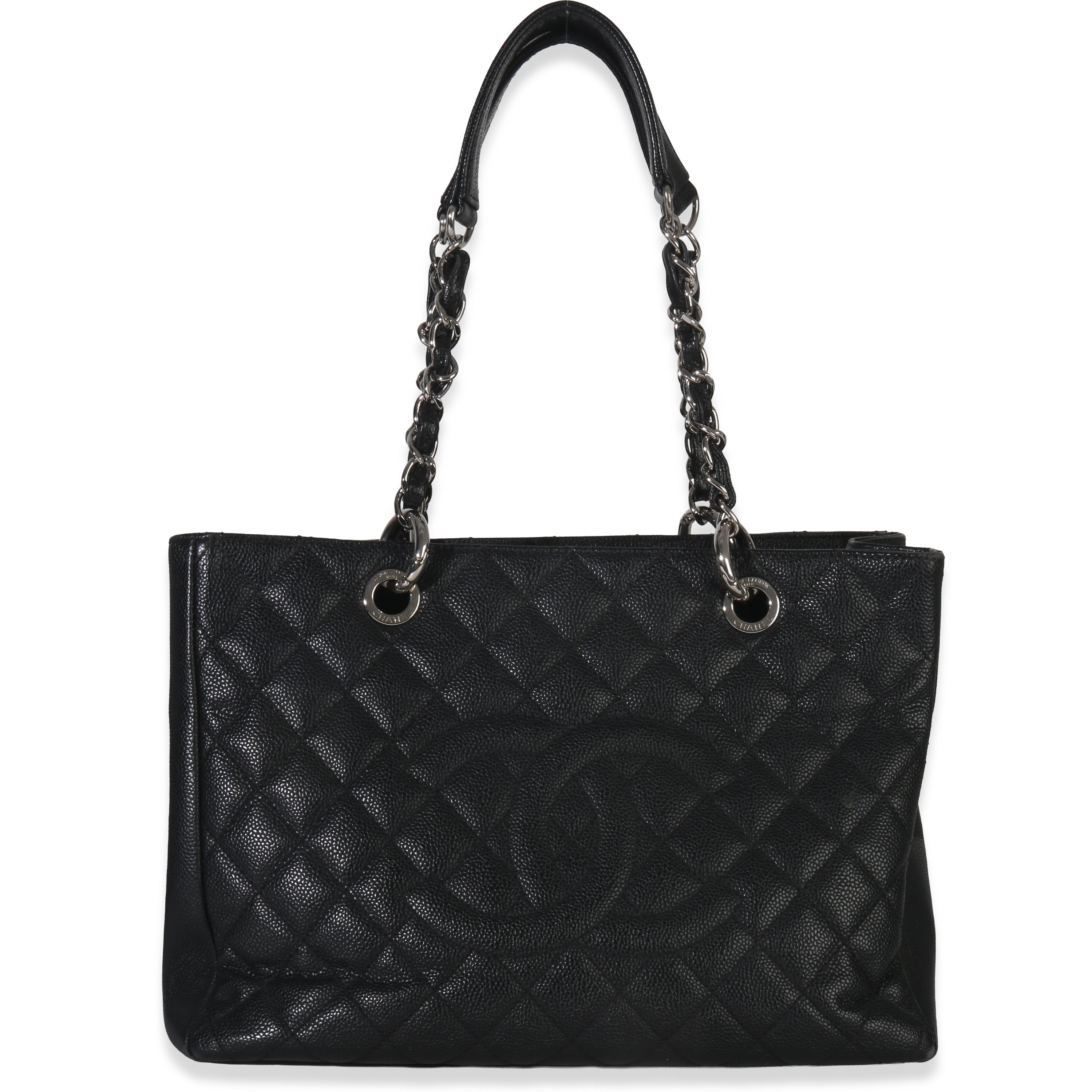 Chanel Black Quilted Caviar Grand Shopper Tote Handbag fv