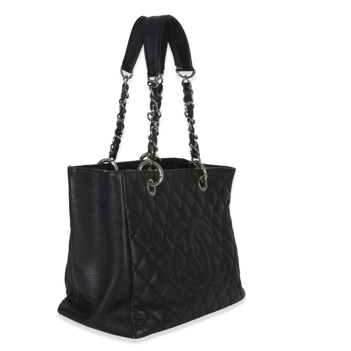 Chanel Black Quilted Caviar Grand Shopper Tote Handbag pv