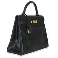 Hermès Vintage Black Ardennes Kelly 32 GHW Handbag pv