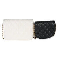 Chanel White Black Quilted Lambskin Small Side Packs Flap Bag Handbag ad2
