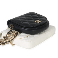 Chanel White Black Quilted Lambskin Small Side Packs Flap Bag Handbag clasp