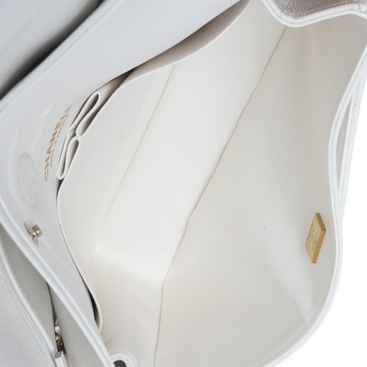 Chanel White Quilted Caviar Medium Classic Double Flap Bag Handbag ad1